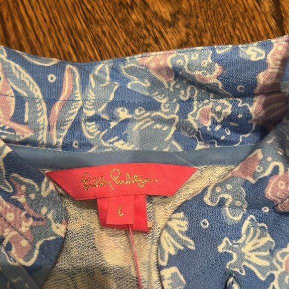 Lilly Pulitzer Cassi Popover Pullover In Boca Blue Sea What I Sea size Large NWT - Picture 6 of 7